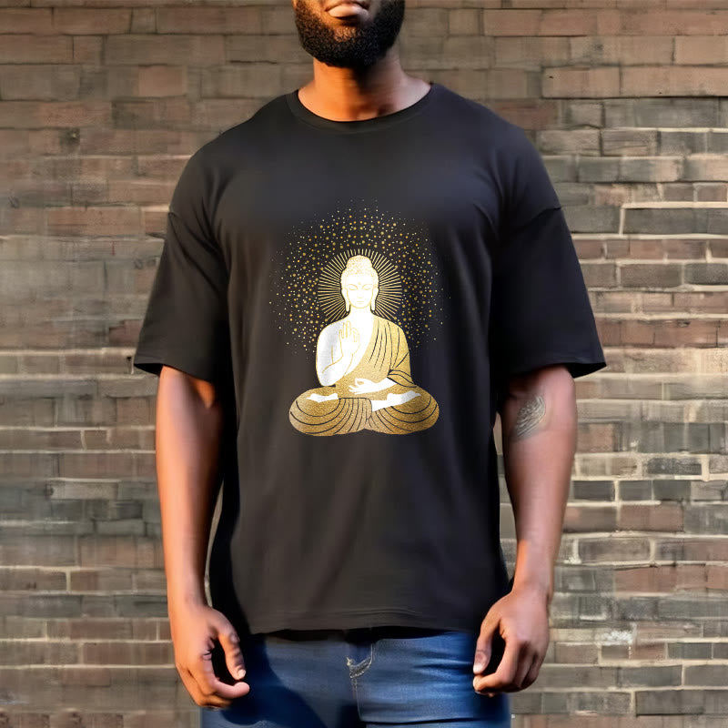 Buddha Stones Golden Meditation Buddha con Aura Dorata - image 6
