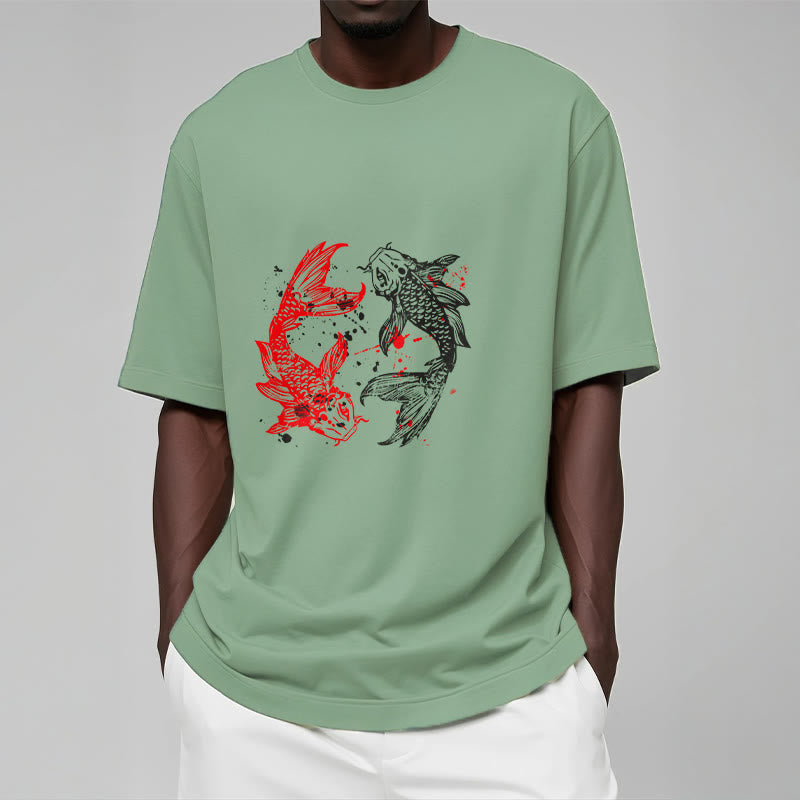 Maglietta Buddha Stones Red Black Koi Fish - image 15