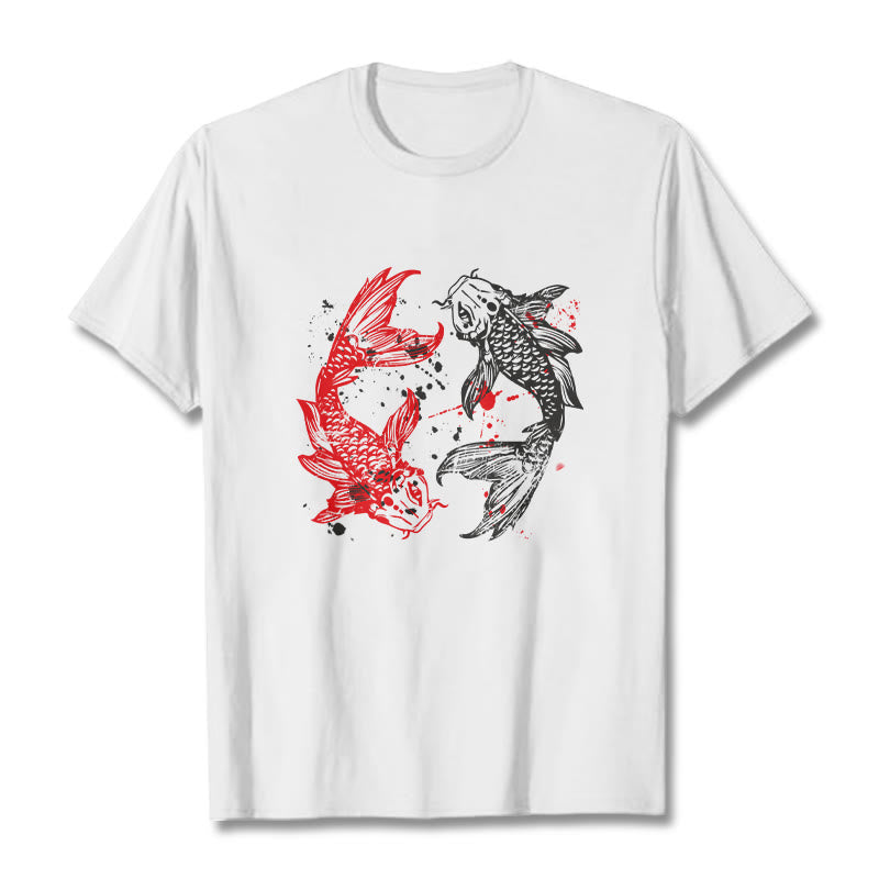 Maglietta Buddha Stones Red Black Koi Fish - Bianco - 2XL - image 1