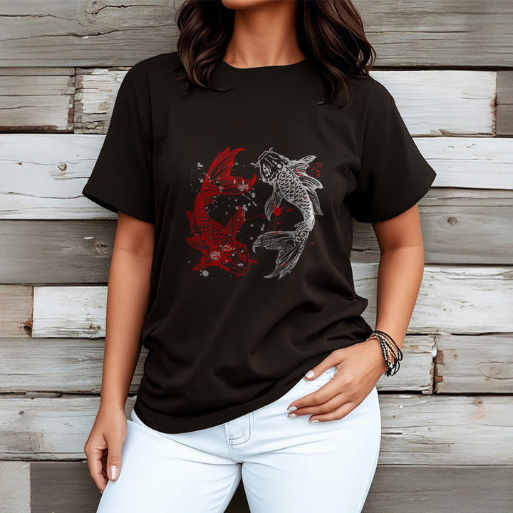 Maglietta Buddha Stones Red Black Koi Fish - image 6