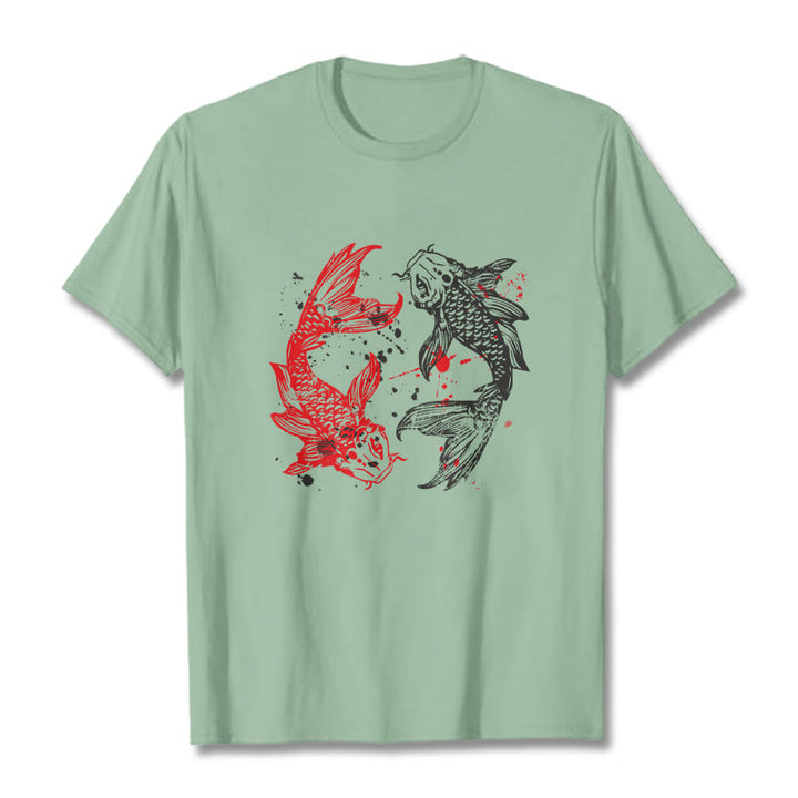 Maglietta Buddha Stones Red Black Koi Fish - Verde pallido - 2XL - image 15
