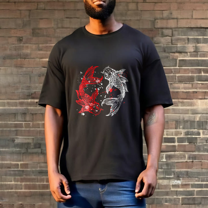 Maglietta Buddha Stones Red Black Koi Fish - image 8