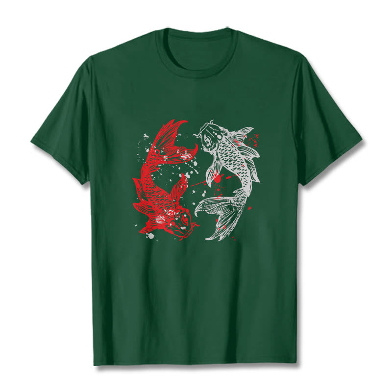 Maglietta Buddha Stones Red Black Koi Fish - Verde foresta - 2XL - image 11