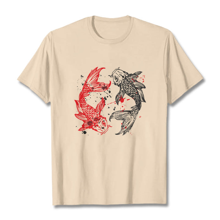 Maglietta Buddha Stones Red Black Koi Fish - Biscotto - 2XL - image 8