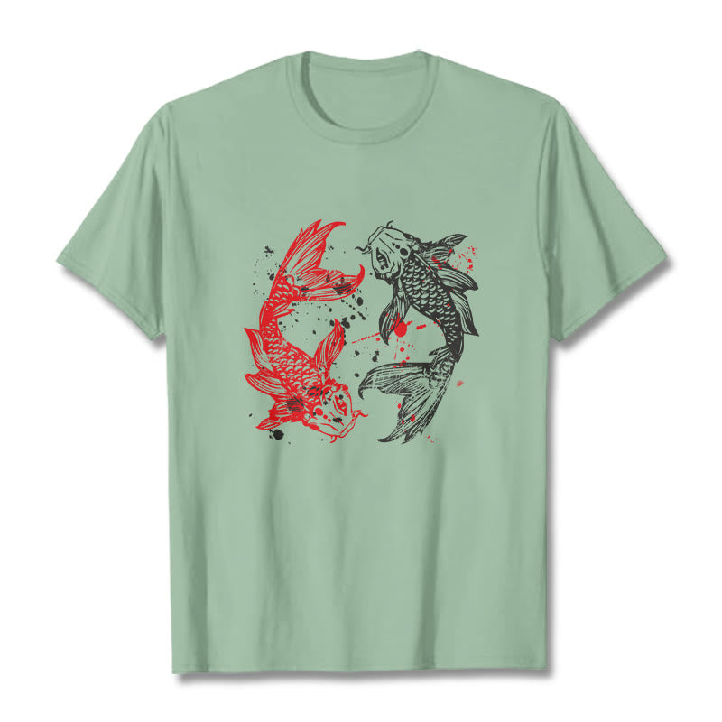 Maglietta Buddha Stones Red Black Koi Fish - Verde pallido - 2XL - image 14