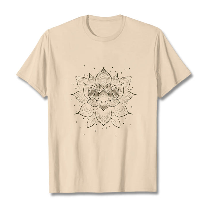 Maglietta con motivo a fiore di loto dorato Buddha Stones - Biscotto - 2XL - image 9