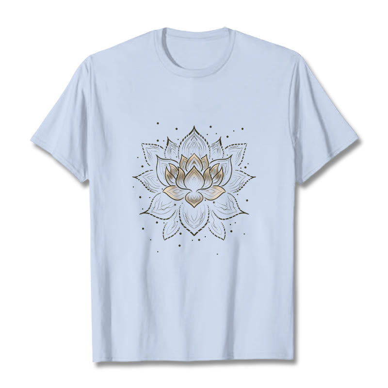Maglietta con motivo a fiore di loto dorato Buddha Stones - Ciano chiaro - 2XL - image 18