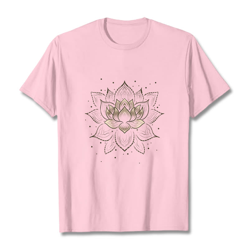 Maglietta con motivo a fiore di loto dorato Buddha Stones - Rosa chiaro - 2XL - image 13