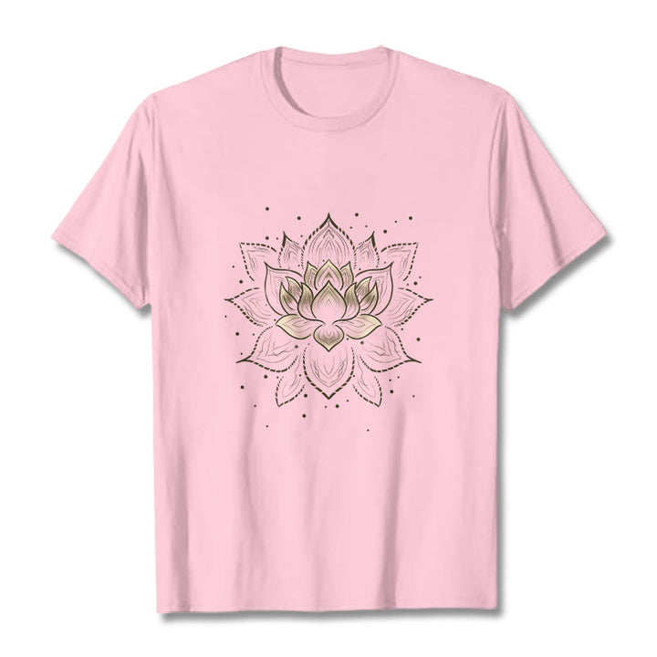 Maglietta con motivo a fiore di loto dorato Buddha Stones - Rosa chiaro - 2XL - image 13