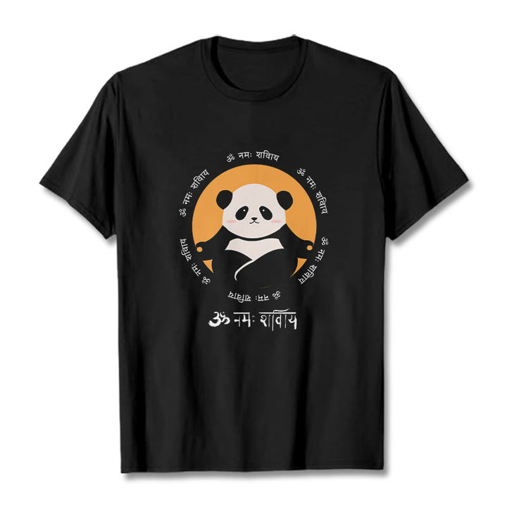 T-shirt con maglietta Buddha Stones Panda sanscrito Namah Shivaya - Nero - 2XL - image 4
