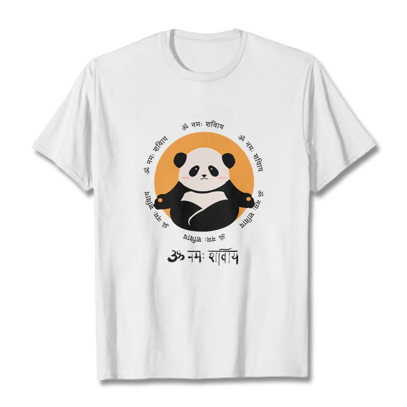 T-shirt con maglietta Buddha Stones Panda sanscrito Namah Shivaya - Bianco - 2XL - image 0
