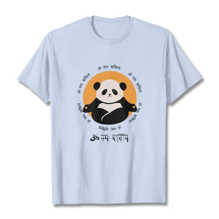 T-shirt con maglietta Buddha Stones Panda sanscrito Namah Shivaya - Ciano chiaro - 2XL - image 19