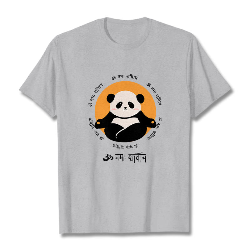 T-shirt con maglietta Buddha Stones Panda sanscrito Namah Shivaya - Grigio chiaro - 2XL - image 20