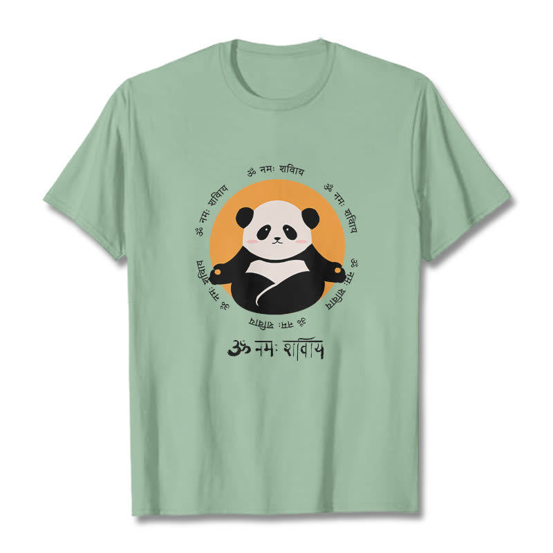 T-shirt con maglietta Buddha Stones Panda sanscrito Namah Shivaya - Verde pallido - 2XL - image 15