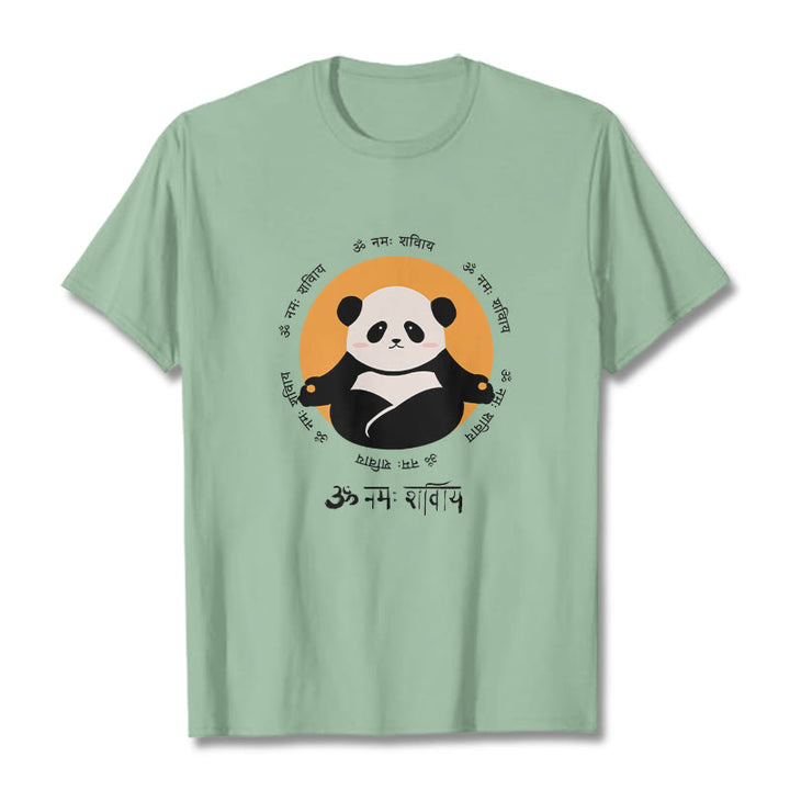 T-shirt con maglietta Buddha Stones Panda sanscrito Namah Shivaya - Verde pallido - 2XL - image 15
