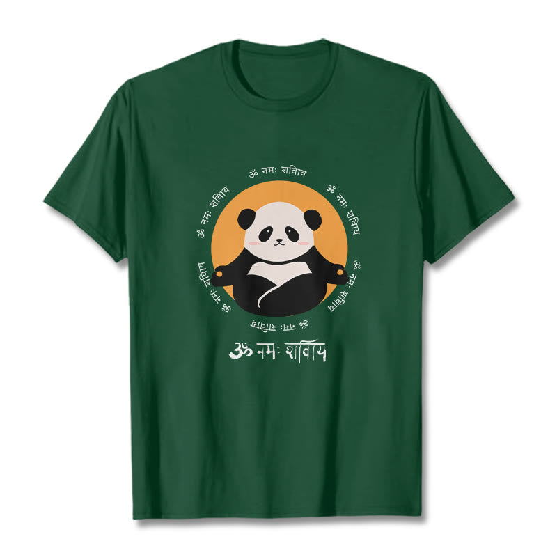 T-shirt con maglietta Buddha Stones Panda sanscrito Namah Shivaya - Verde foresta - 2XL - image 11