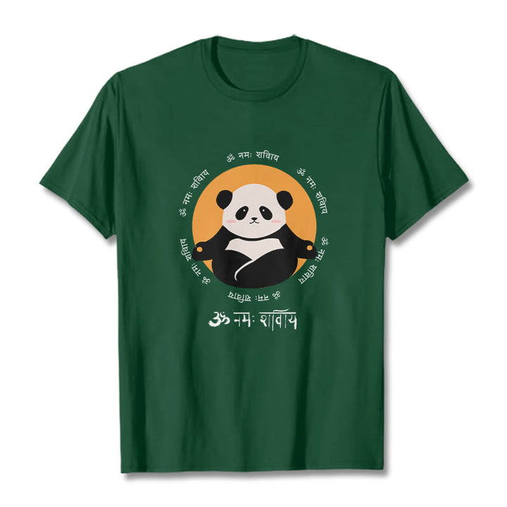 T-shirt con maglietta Buddha Stones Panda sanscrito Namah Shivaya - Verde foresta - 2XL - image 11