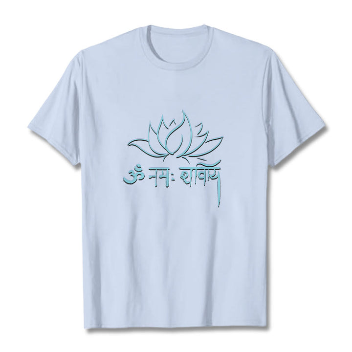 T-shirt con maglietta Buddha Stones Lotus sanscrito Namah Shivaya - Ciano chiaro - 2XL - image 18