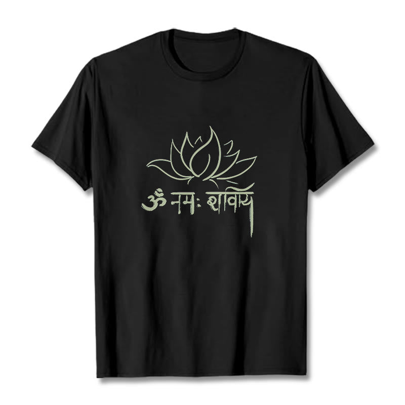 T-shirt con maglietta Buddha Stones Lotus sanscrito Namah Shivaya - Nero - 2XL - image 7