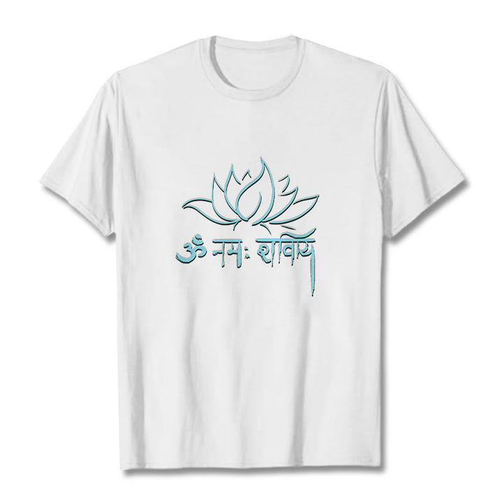 T-shirt con maglietta Buddha Stones Lotus sanscrito Namah Shivaya - Bianco - 2XL - image 3
