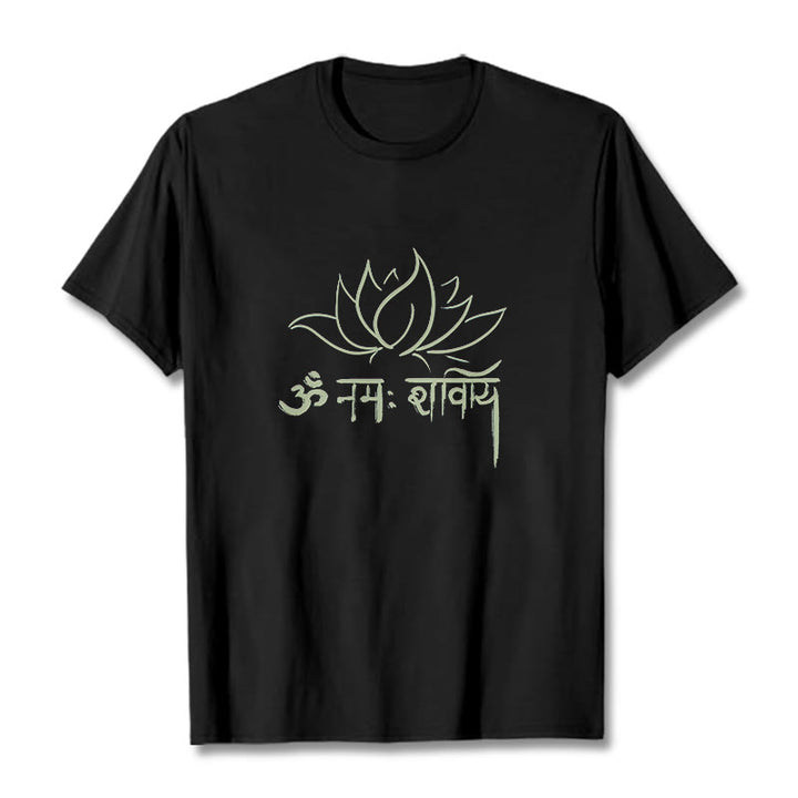 T-shirt con maglietta Buddha Stones Lotus sanscrito Namah Shivaya - Nero - 2XL - image 6