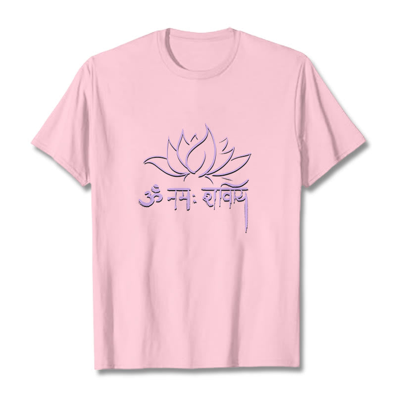 T-shirt con maglietta Buddha Stones Lotus sanscrito Namah Shivaya - Rosa chiaro - 2XL - image 12