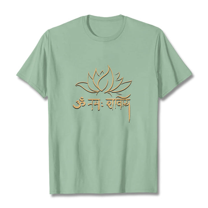 T-shirt con maglietta Buddha Stones Lotus sanscrito Namah Shivaya - Verde pallido - 2XL - image 14