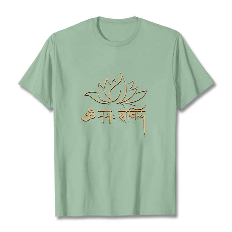 T-shirt con maglietta Buddha Stones Lotus sanscrito Namah Shivaya - Verde pallido - 2XL - image 15