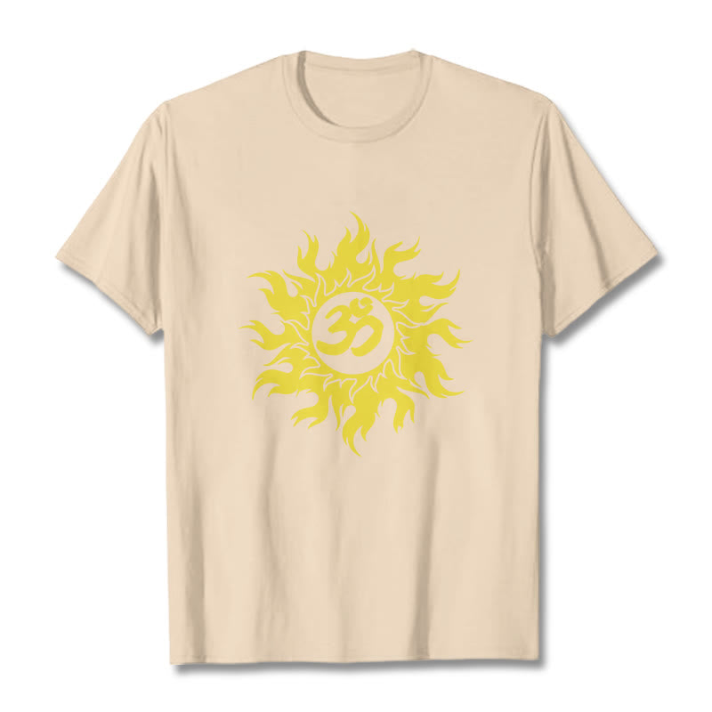 T-shirt con maglietta da sole dorata in sanscrito Buddha Stones OM Mantra - Biscotto - 2XL - image 9