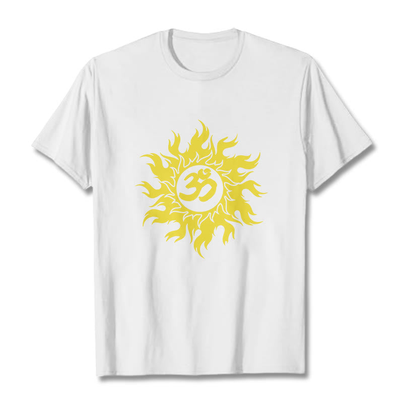 T-shirt con maglietta da sole dorata in sanscrito Buddha Stones OM Mantra - Bianco - 2XL - image 5