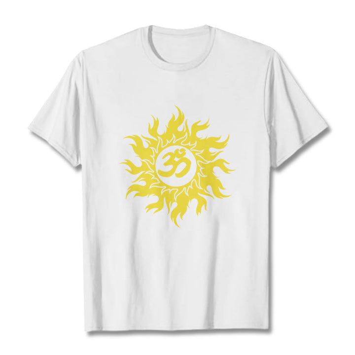 T-shirt con maglietta da sole dorata in sanscrito Buddha Stones OM Mantra - Bianco - 2XL - image 5