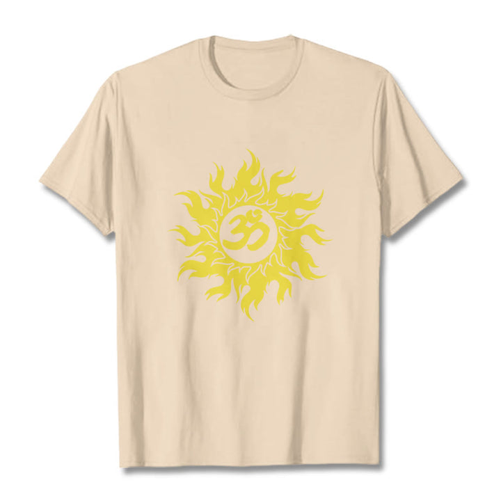 T-shirt con maglietta da sole dorata in sanscrito Buddha Stones OM Mantra - Biscotto - 2XL - image 8