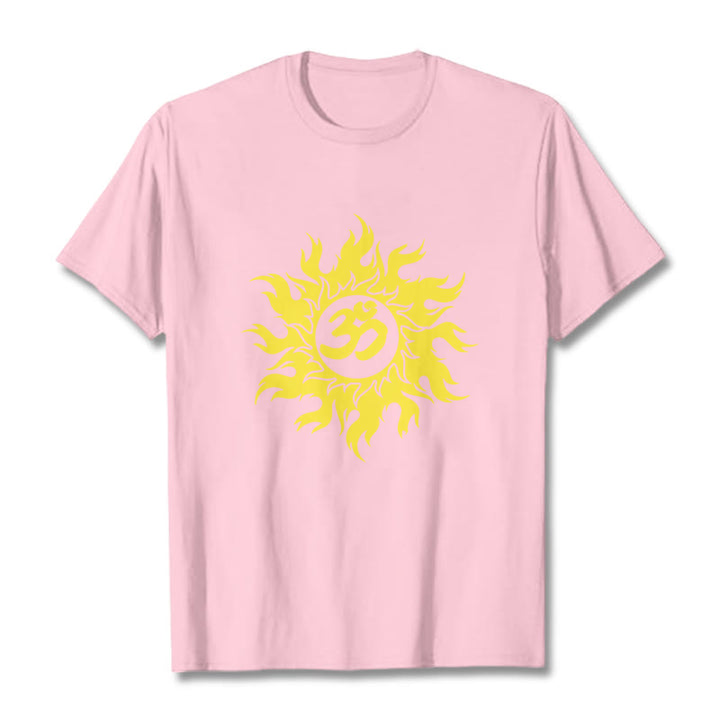 T-shirt con maglietta da sole dorata in sanscrito Buddha Stones OM Mantra - Rosa chiaro - 2XL - image 13
