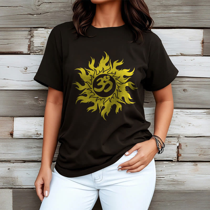 T-shirt con maglietta da sole dorata in sanscrito Buddha Stones OM Mantra - image 3