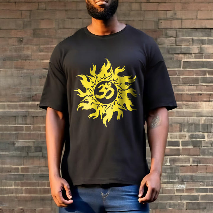 T-shirt con maglietta da sole dorata in sanscrito Buddha Stones OM Mantra - image 2