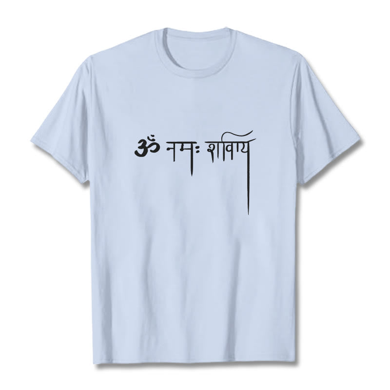 T-shirt con maglietta Buddha Stones in sanscrito Namah Shivaya - Ciano chiaro - 2XL - image 18