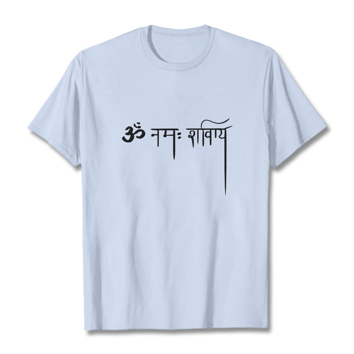 T-shirt con maglietta Buddha Stones in sanscrito Namah Shivaya - Ciano chiaro - 2XL - image 18