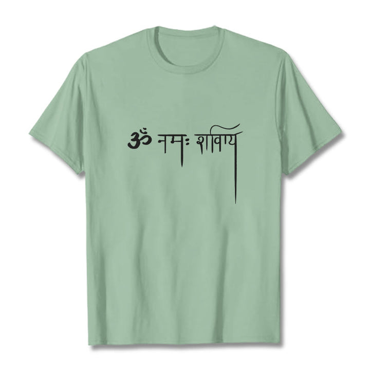 T-shirt con maglietta Buddha Stones in sanscrito Namah Shivaya - Verde pallido - 2XL - image 15