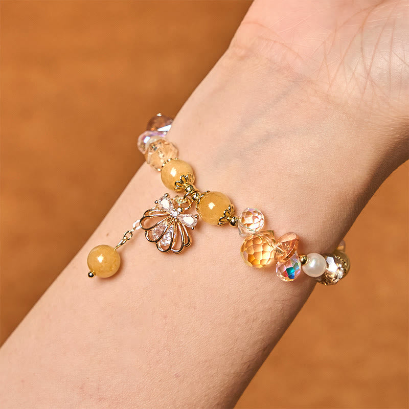 Braccialetto della pace in pietra naturale con ametista, citrino, perla e conchiglia di Buddha Stones
