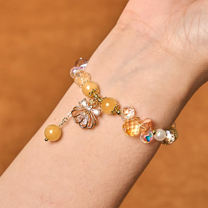 Braccialetto della pace in pietra naturale con ametista, citrino, perla e conchiglia di Buddha Stones