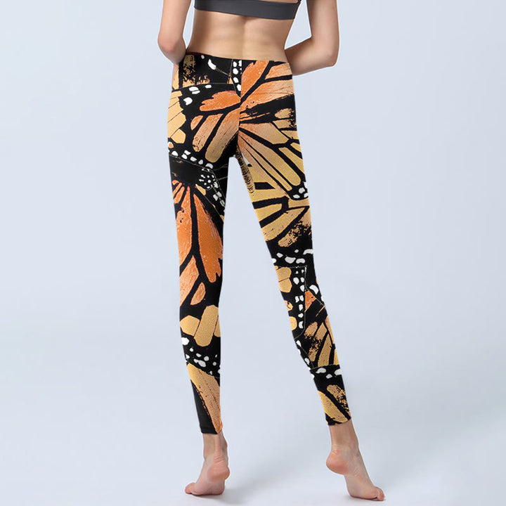 Leggings da yoga da donna con stampa di farfalle gialle Buddha Stones - image 4