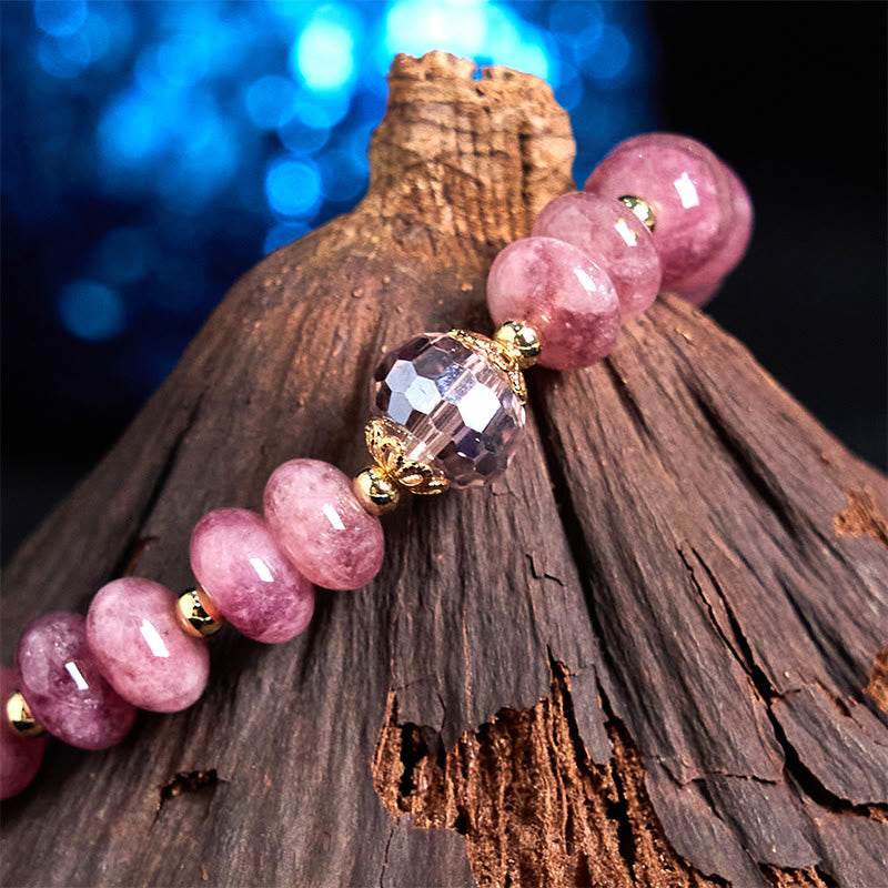 Braccialetto energetico amorevole con fibbia in quarzo rosa naturale Buddha Stones Peace