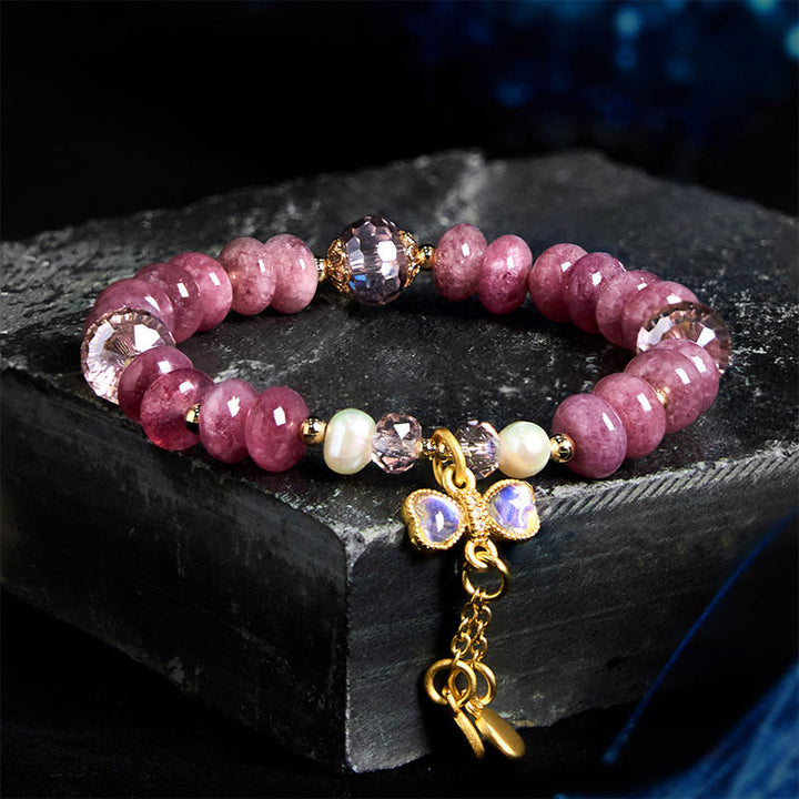Braccialetto energetico amorevole con fibbia in quarzo rosa naturale Buddha Stones Peace
