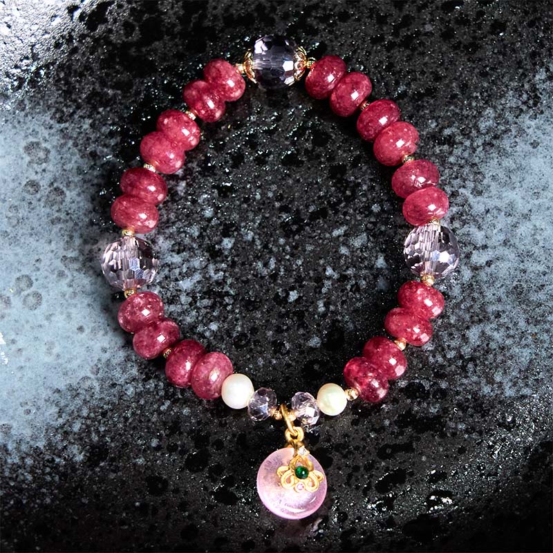 Braccialetto energetico amorevole con fibbia in quarzo rosa naturale Buddha Stones Peace