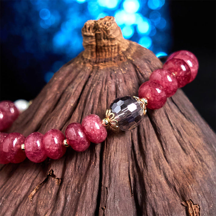Braccialetto energetico amorevole con fibbia in quarzo rosa naturale Buddha Stones Peace