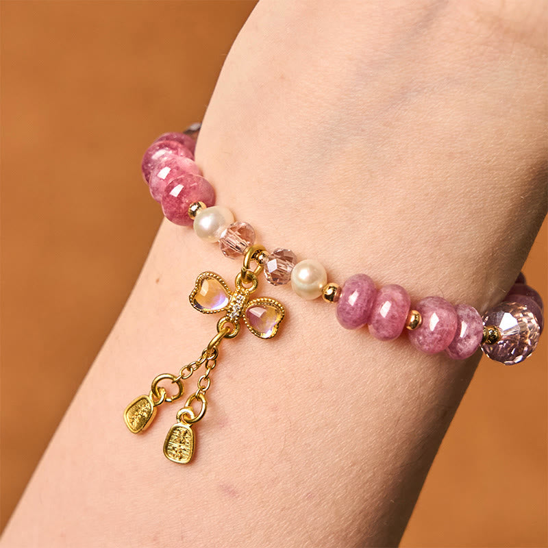 Braccialetto energetico amorevole con fibbia in quarzo rosa naturale Buddha Stones Peace