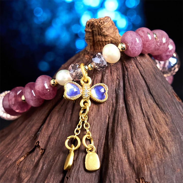 Braccialetto energetico amorevole con fibbia in quarzo rosa naturale Buddha Stones Peace