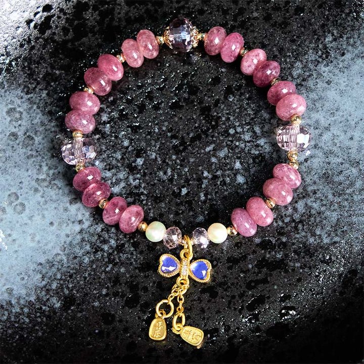 Braccialetto energetico amorevole con fibbia in quarzo rosa naturale Buddha Stones Peace