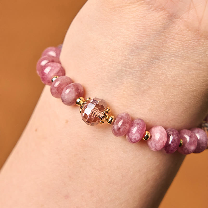 Braccialetto energetico amorevole con fibbia in quarzo rosa naturale Buddha Stones Peace