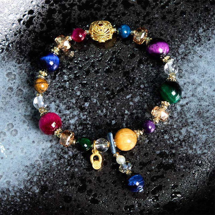 Braccialetto di bilanciamento del peso in pietra naturale colorata occhio di tigre Buddha Stones